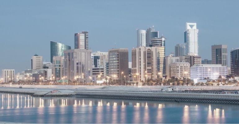 Bahrain Illuminated Evening View