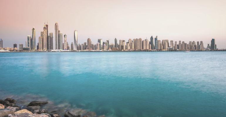 Dubai skyline view early morning