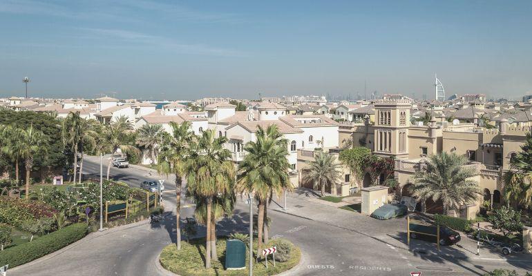 Gated community houses on Palm Jumeirah island in Dubai UAE