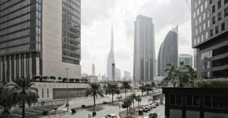 Dubai streetscape from the Point of view of Financial District, Capital Club Dubai.jpg