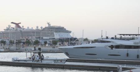 Cruise ships parked at Dubai Harbour